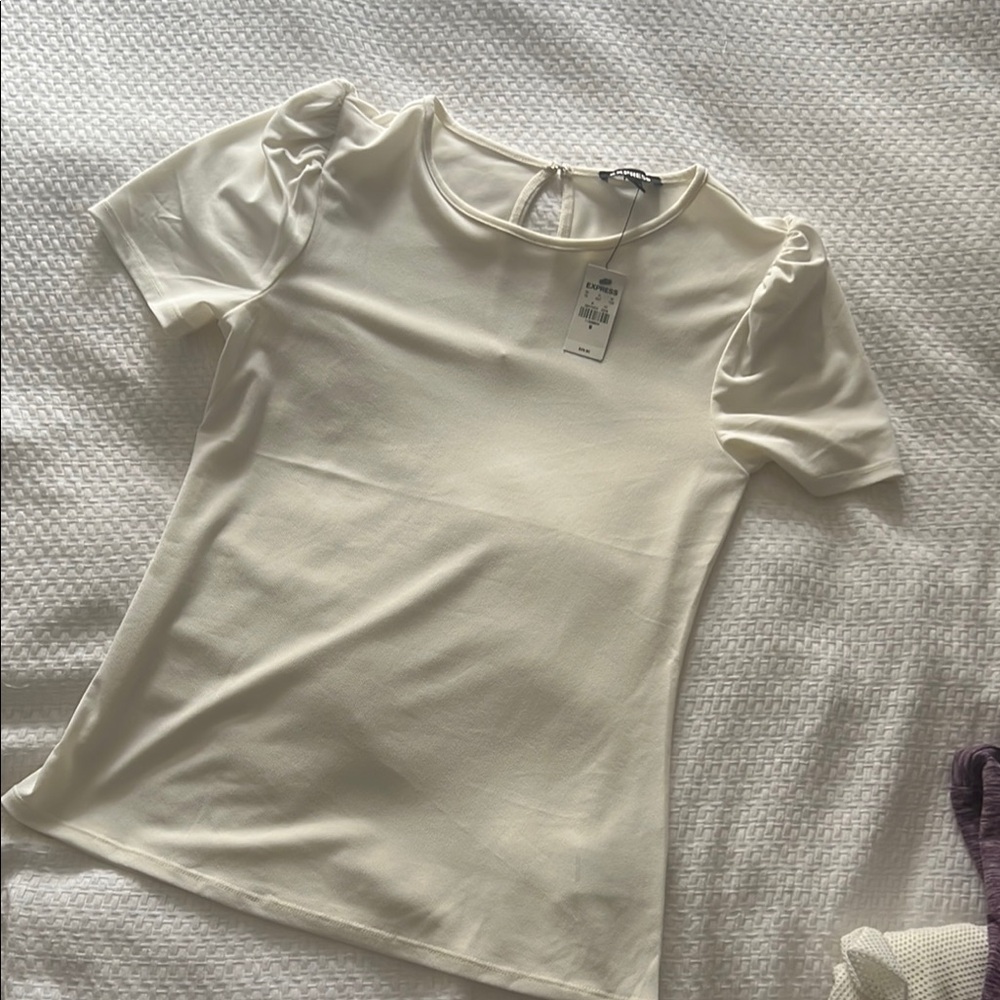 COPY - NWT Express Puff Sleeve Cream Women's Top Size M